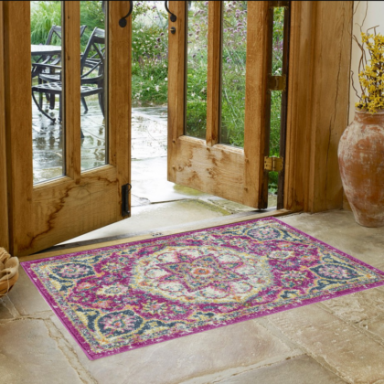 2’ X 3’ Pink And Ivory Medallion Scatter Rug