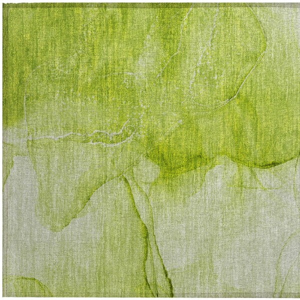 2' X 3' Green Abstract Washable Non Skid Indoor Outdoor Area Rug