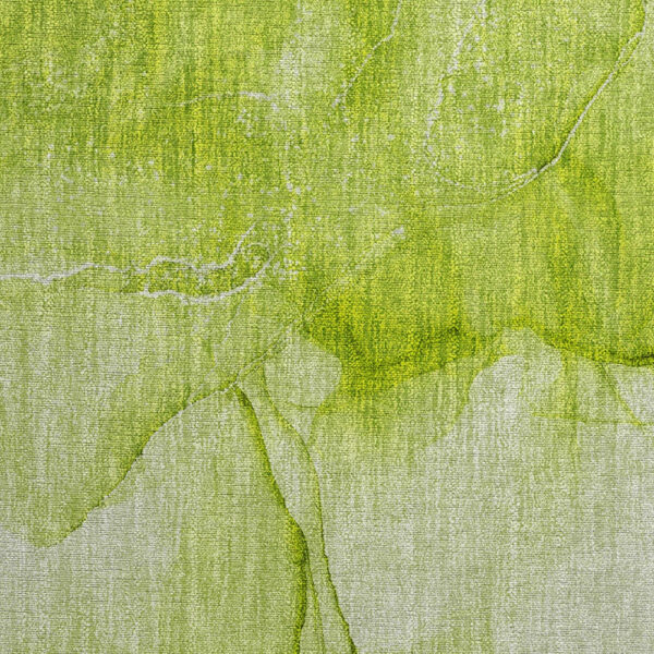 2' X 3' Green Abstract Washable Non Skid Indoor Outdoor Area Rug