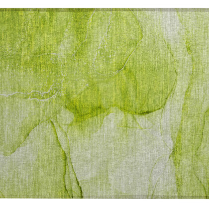 2' X 3' Green Abstract Washable Non Skid Indoor Outdoor Area Rug