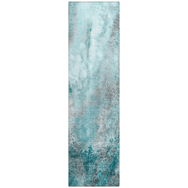 8' Runner Gray and Ivory Abstract Washable Non Skid Indoor Outdoor Runner Rug