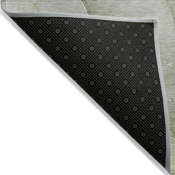 8' X 10' Olive Green Abstract Washable Non Skid Indoor Outdoor Area Rug