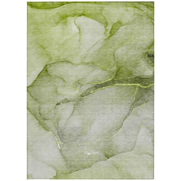 8' X 10' Olive Green Abstract Washable Non Skid Indoor Outdoor Area Rug