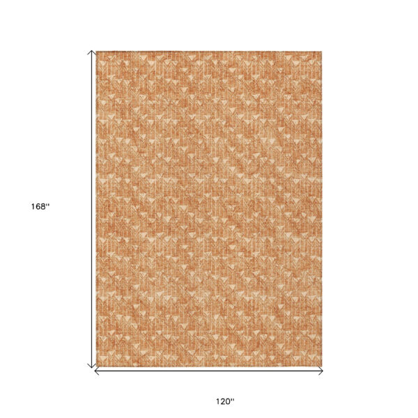 10' X 14' Bronze Geometric Washable Non Skid Indoor Outdoor Area Rug