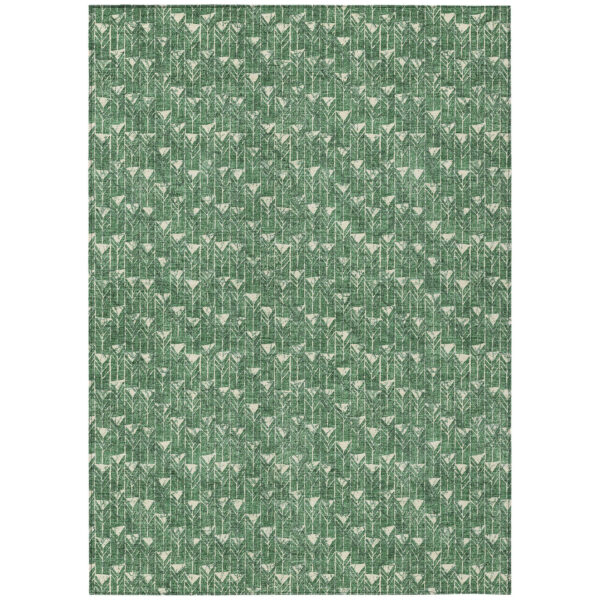 9' X 12' Sage Geometric Washable Non Skid Indoor Outdoor Area Rug