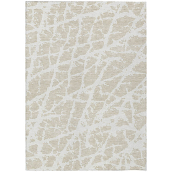 8' X 10' Beige and Ivory Abstract Washable Non Skid Indoor Outdoor Area Rug