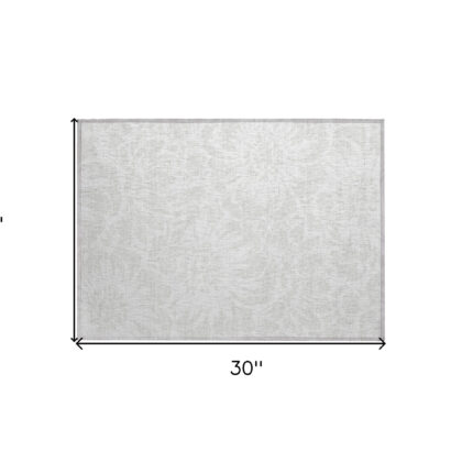 2' X 3' Ivory Floral Washable Non Skid Indoor Outdoor Area Rug