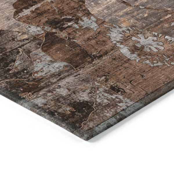 2' X 8' Brown Terracotta and Gray Abstract Washable Indoor Outdoor Runner Rug