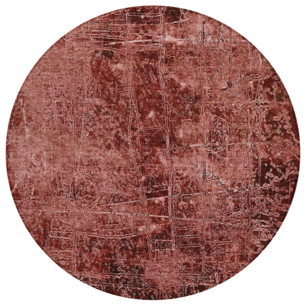 8' Round Merlot Round Abstract Washable Non Skid Indoor Outdoor Area Rug