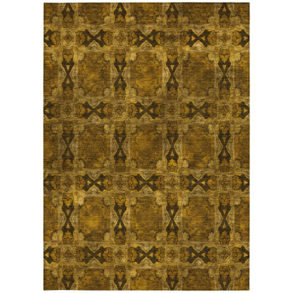 8' X 10' Chocolate Floral Medallion Washable Non Skid Indoor Outdoor Area Rug