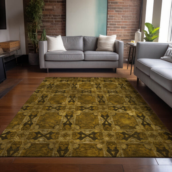 8' X 10' Chocolate Floral Medallion Washable Non Skid Indoor Outdoor Area Rug