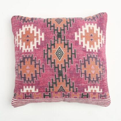 20" Magenta Beige and Rust Handmade Southwestern Indoor Outdoor Throw Pillow Cover