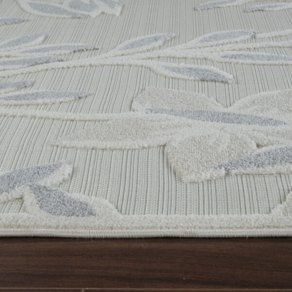 8' X 10' Cream and Gray Floral Distressed Indoor Outdoor Area Rug