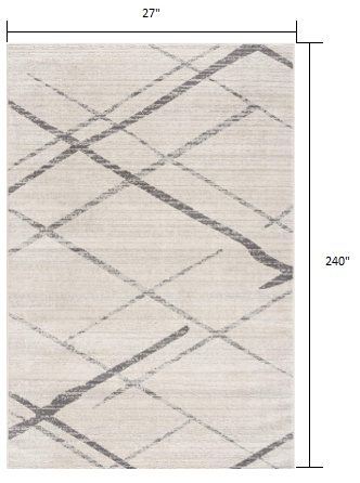 20' Gray Geometric Dhurrie Runner Rug