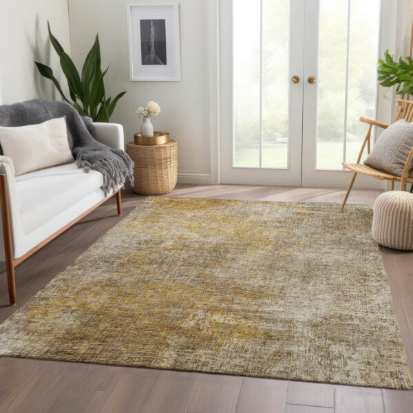 10' X 14' Beige Taupe And Ivory Abstract Washable Indoor Outdoor Area Rug