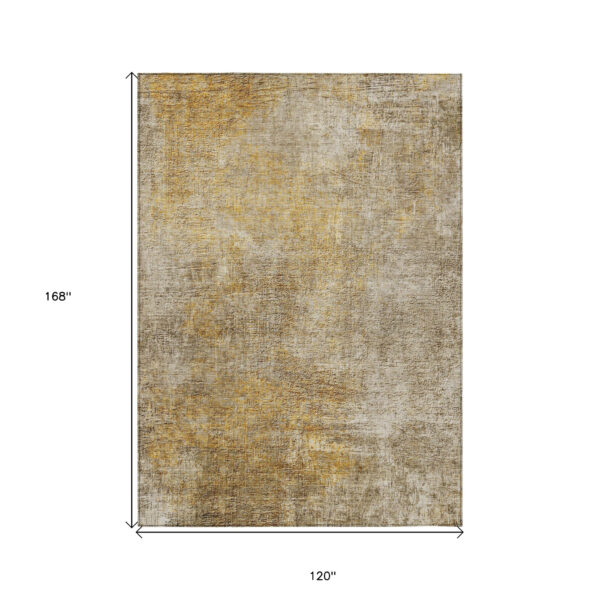 10' X 14' Beige Taupe And Ivory Abstract Washable Indoor Outdoor Area Rug