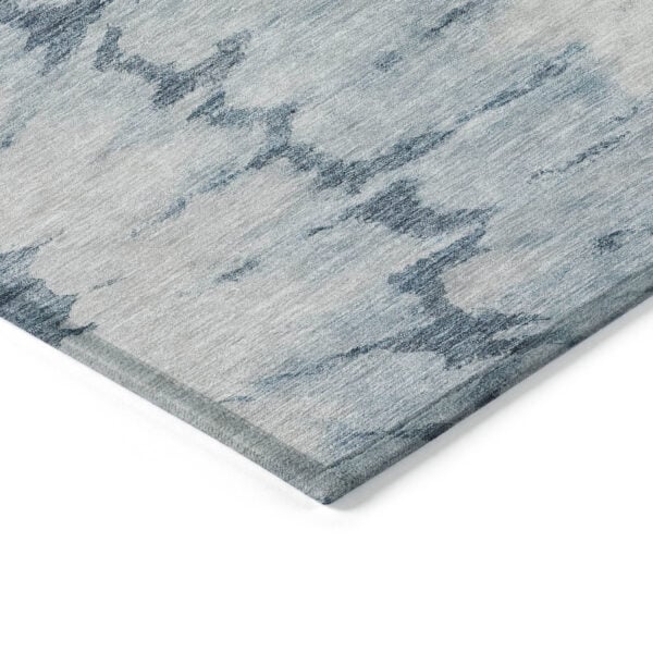 5' X 8' Denim Blue And Sky Blue Abstract Washable Indoor Outdoor Area Rug