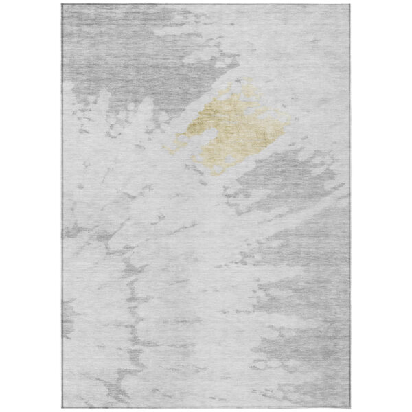 5' X 8' Silver Gray And Ivory Abstract Washable Indoor Outdoor Area Rug