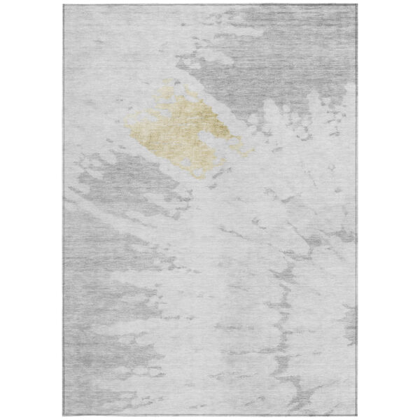 5' X 8' Silver Gray And Ivory Abstract Washable Indoor Outdoor Area Rug