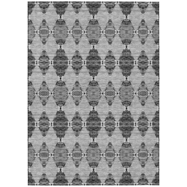 10' X 14' Gray Charcoal And Silver Moroccan Washable Indoor Outdoor Area Rug