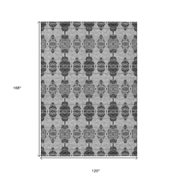 10' X 14' Gray Charcoal And Silver Moroccan Washable Indoor Outdoor Area Rug