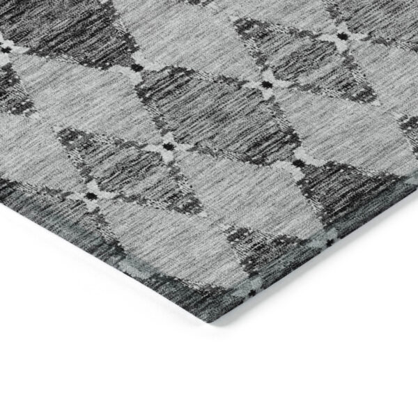 10' X 14' Gray Charcoal And Silver Moroccan Washable Indoor Outdoor Area Rug