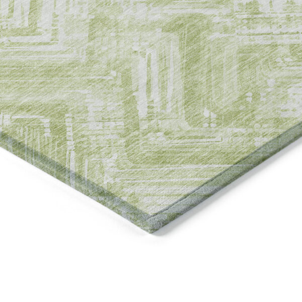 9' X 12' Green And Ivory Geometric Washable Indoor Outdoor Area Rug
