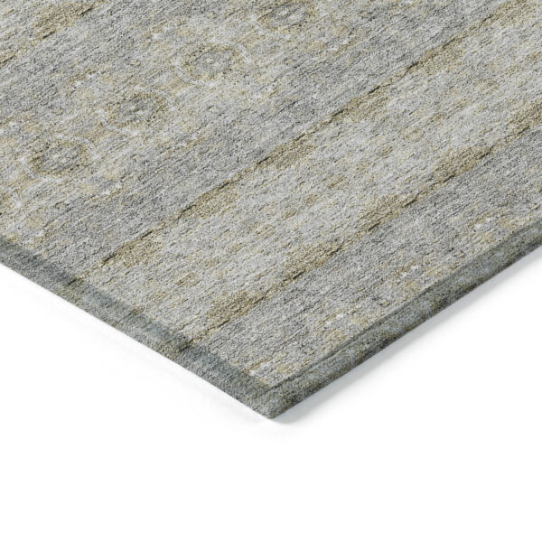 8' X 10' Silver Gray And Gold Floral Medallion Washable Indoor Outdoor Area Rug