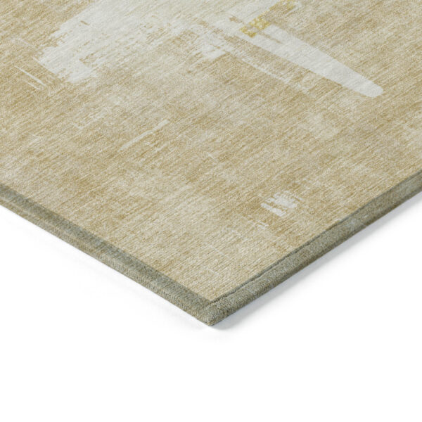 5' X 8' Beige Gold And Tan Abstract Washable Indoor Outdoor Area Rug