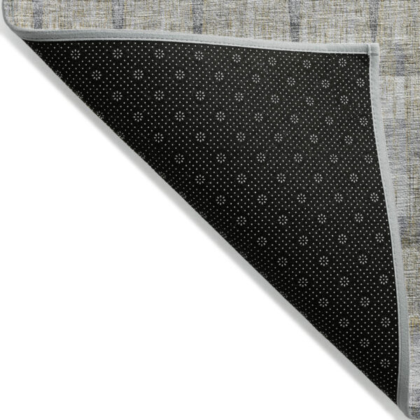 9' X 12' Gray Silver And Charcoal Striped Washable Indoor Outdoor Area Rug