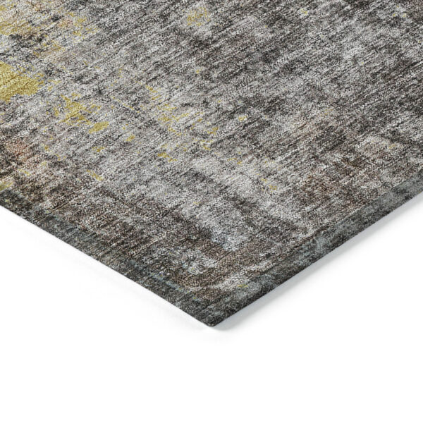 5' X 8' Brown And Gold Abstract Washable Indoor Outdoor Area Rug