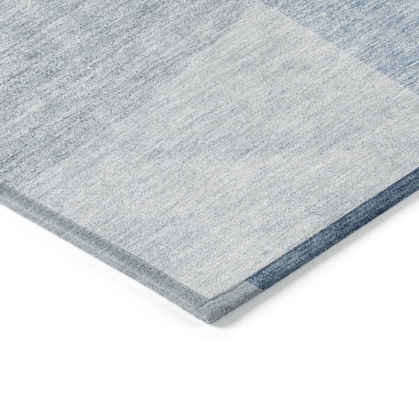 3' X 5' Navy Blue And Sky Blue Geometric Washable Indoor Outdoor Area Rug