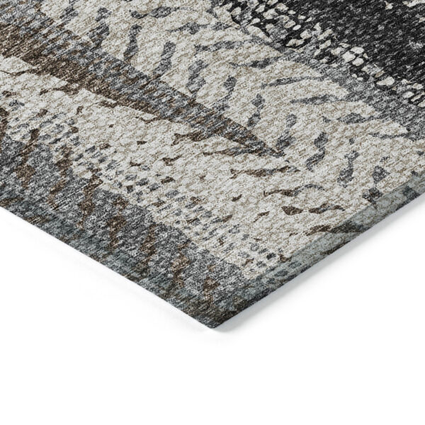 8' X 10' Brown Gray And Ivory Botanical Leaves Washable Indoor Outdoor Area Rug
