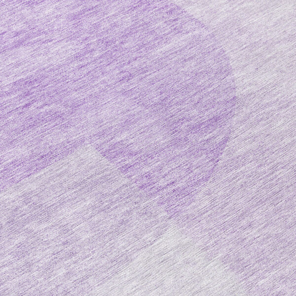 8' Purple And Lavender Round Geometric Washable Indoor Outdoor Area Rug