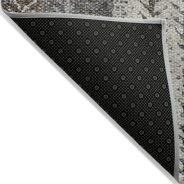 8' X 10' Brown Gray And Ivory Botanical Leaves Washable Indoor Outdoor Area Rug