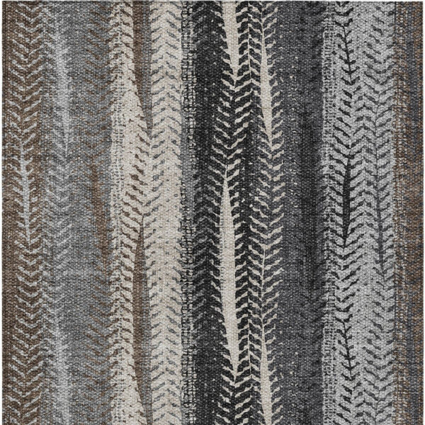 8' X 10' Brown Gray And Ivory Botanical Leaves Washable Indoor Outdoor Area Rug