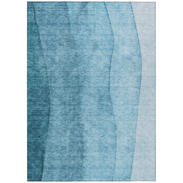 10' X 14' Teal Blue Aqua And Blue Ombre Washable Indoor Outdoor Area Rug