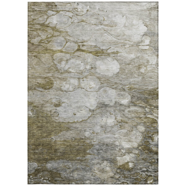 10' X 14' Brown Taupe And Ivory Abstract Washable Indoor Outdoor Area Rug
