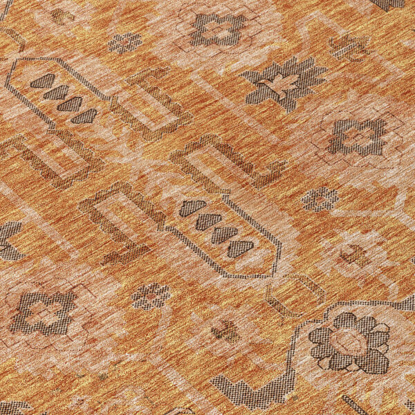 9' X 12' Terra Cotta Beige And Gray Oriental Washable Indoor Outdoor Area Rug