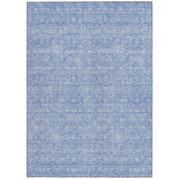 3' X 5' Sky Blue And Ivory Floral Washable Indoor Outdoor Area Rug