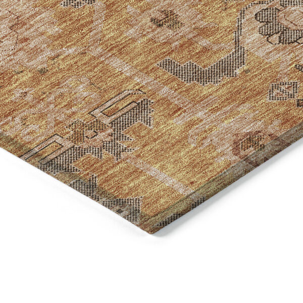 9' X 12' Terra Cotta Beige And Gray Oriental Washable Indoor Outdoor Area Rug
