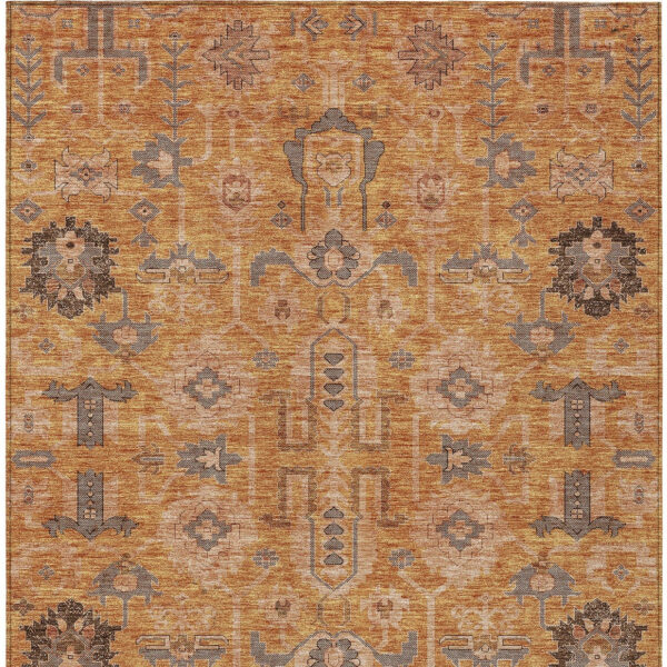 9' X 12' Terra Cotta Beige And Gray Oriental Washable Indoor Outdoor Area Rug