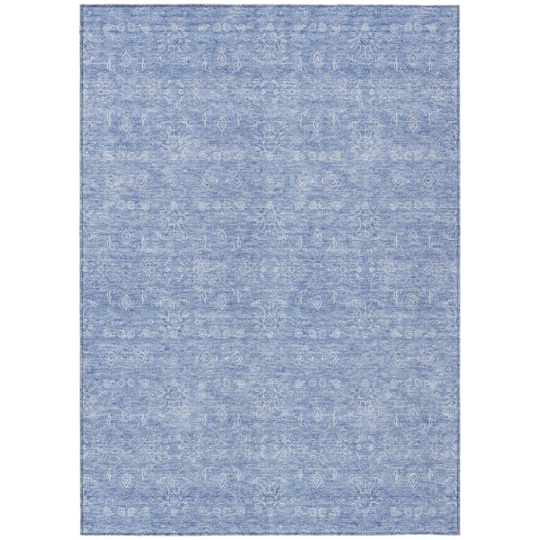 3' X 5' Sky Blue And Ivory Floral Washable Indoor Outdoor Area Rug