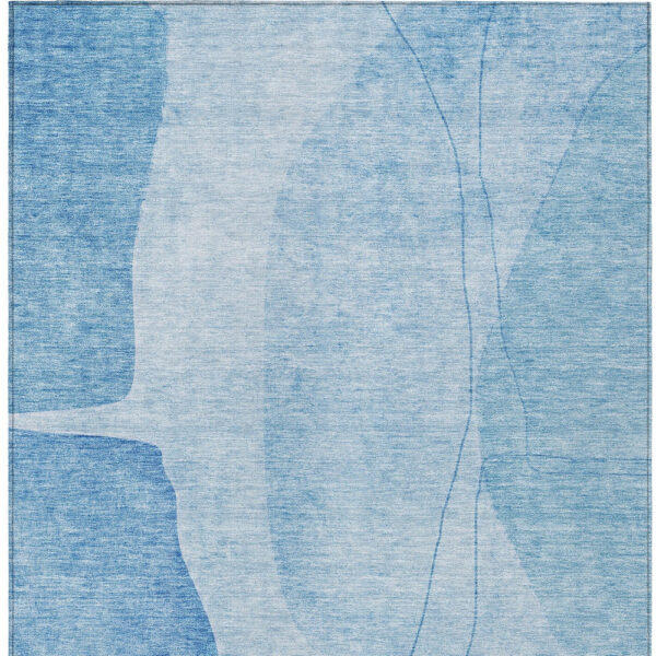 3' X 5' Denim Blue And Sky Blue Abstract Washable Indoor Outdoor Area Rug
