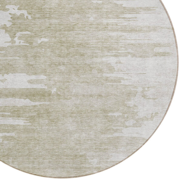 8' Taupe Beige And Tan Round Abstract Washable Indoor Outdoor Area Rug