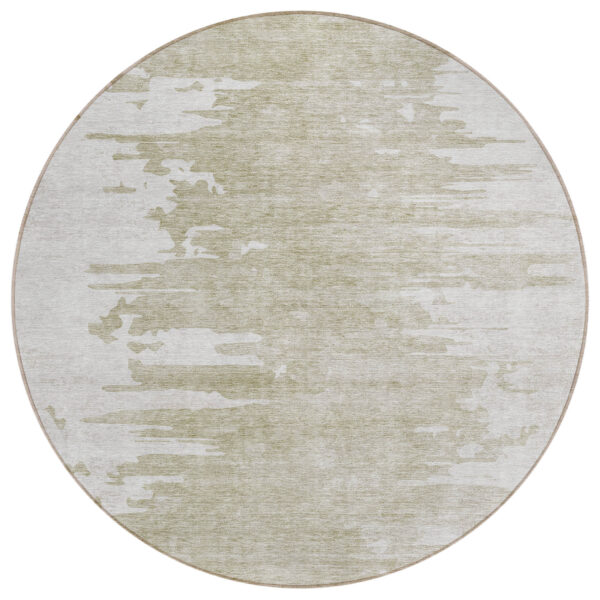 8' Taupe Beige And Tan Round Abstract Washable Indoor Outdoor Area Rug