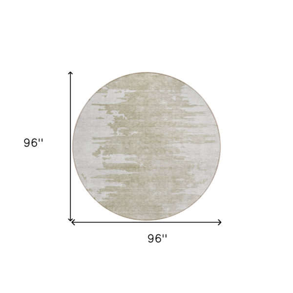 8' Taupe Beige And Tan Round Abstract Washable Indoor Outdoor Area Rug