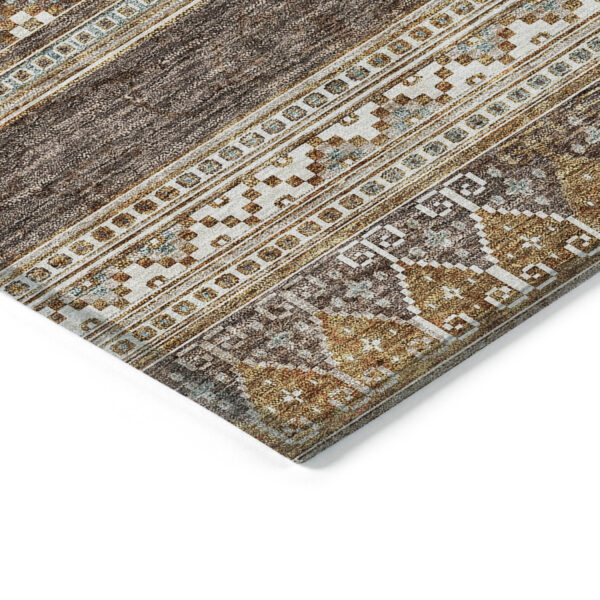 9' X 12' Chocolate And Gray Southwestern Washable Indoor Outdoor Area Rug