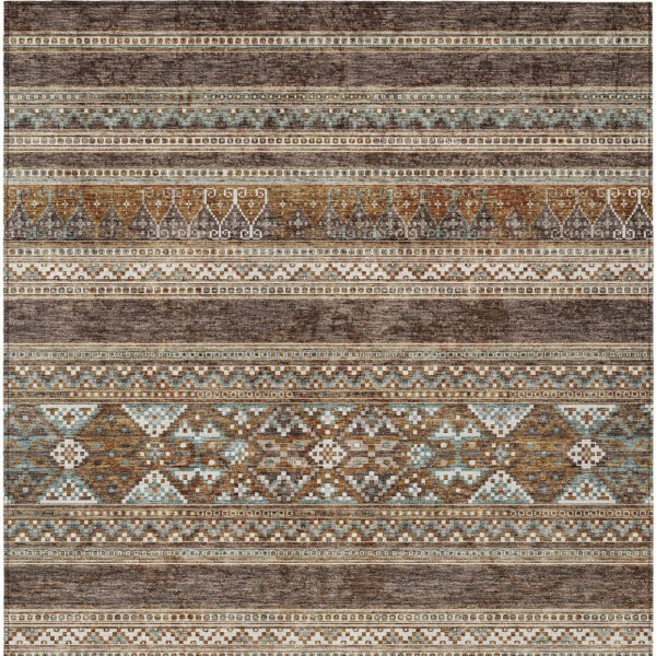 9' X 12' Chocolate And Gray Southwestern Washable Indoor Outdoor Area Rug
