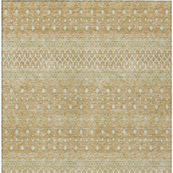 10' X 14' Copper Ivory And Olive Green Tribal Washable Indoor Outdoor Area Rug